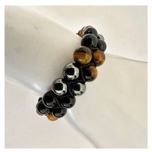 Tigers eye, onyx and hematite triple protection bracelet